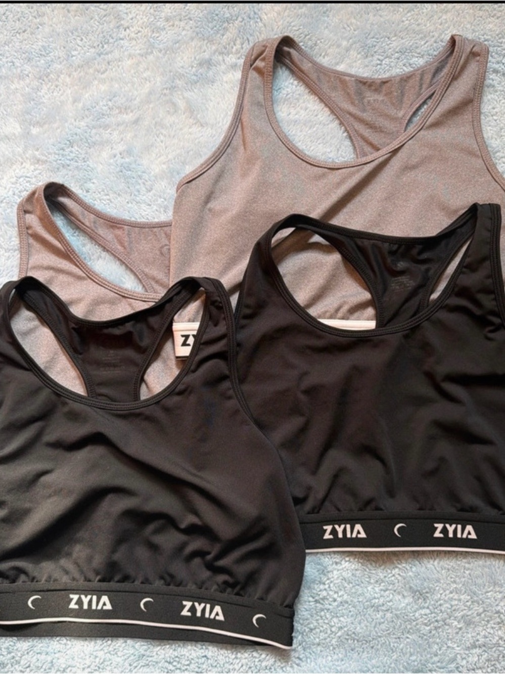 ZYIA Racerback Sports Bras - Black and gray (Set of 4)